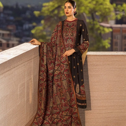 KARANDI 3PC EMBROIDERED DRESS EMBROIDERED SHAWL A 1003