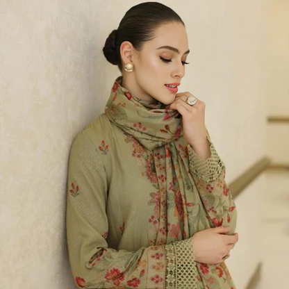 KARANDI 3PC EMBROIDERED DRESS EMBROIDERED SHAWL A 1006