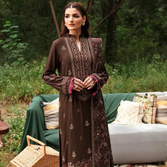 KHADDAR 3PC EMBROIDERED DRESS EMBROIDERED SHAWL A 1042