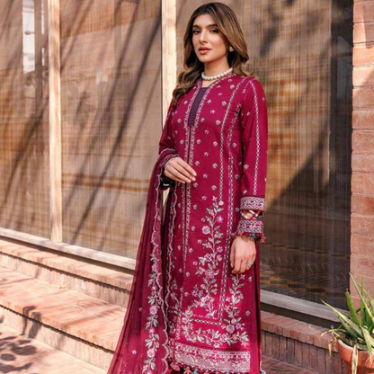 KHADDAR 3PC EMBROIDERED DRESS EMBROIDERED SHAWL A 1028